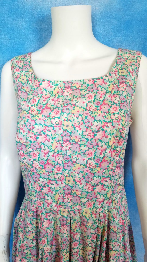 Vintage 80s ALTERED Ditsy Floral Colorful Pastel … - image 4