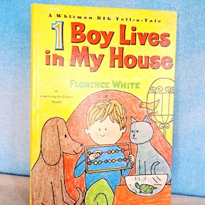 Vintage 1965 Hardcover Childrens Book, 1 Boy Lives In My House by Florence White, Illus by Aliki/ Whitman Big Tell-A-Tale Book
