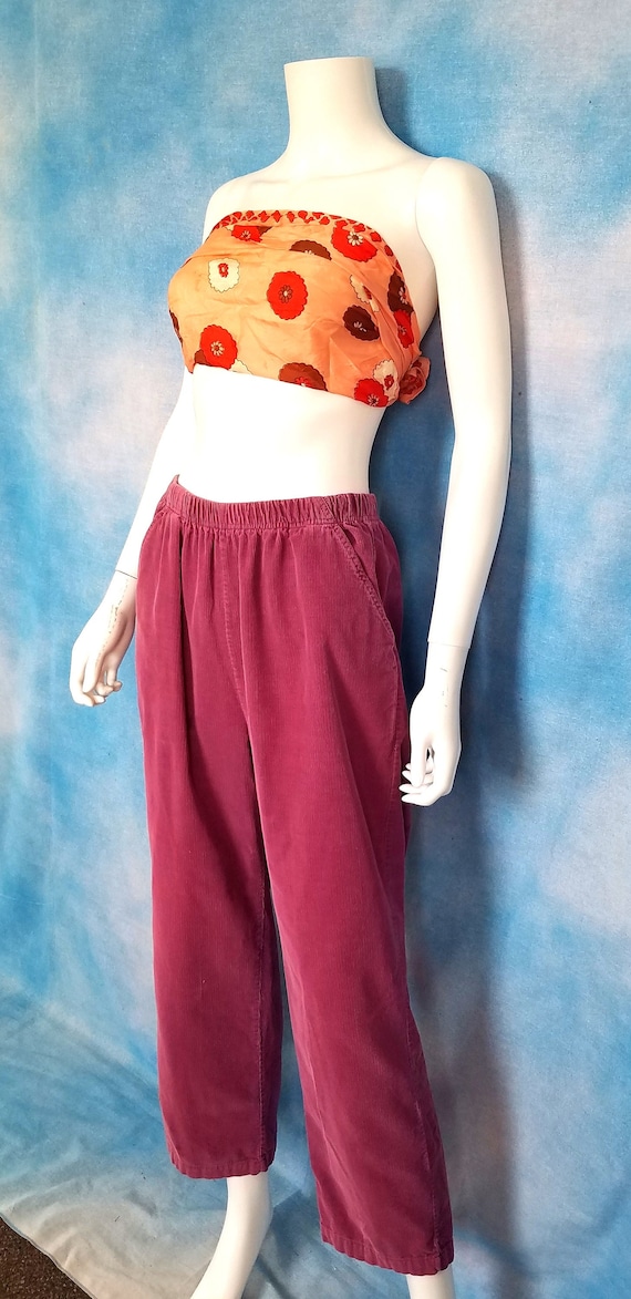 Vintage 80s or 90s Raspberry Mauve Thin Wale Relax