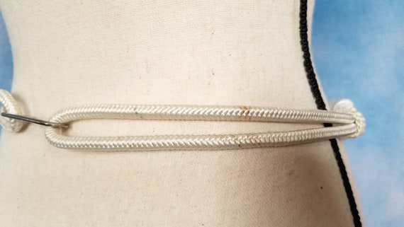 Vintage 80s White Nylon Knotted Cord Cinch Belt w… - image 7