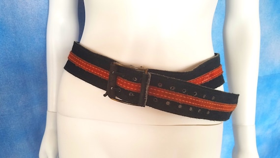 Suede buy 2 Tone Adjustable Belt with Abstract Buckle