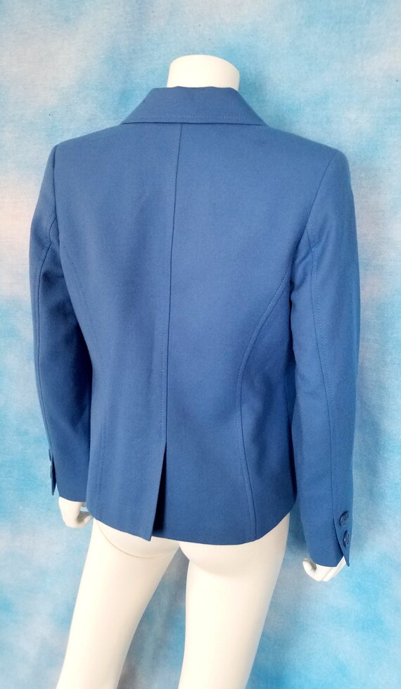 Vintage 90s-Does-70s French Blue Virgin Wool Fitt… - image 8