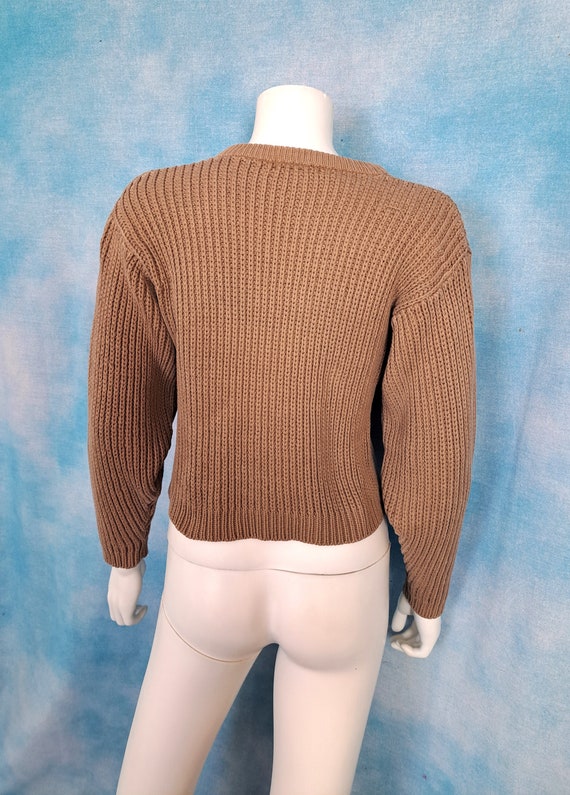 Vintage RARE 80s Taupe Cropped Cotton Heavy Rib K… - image 9