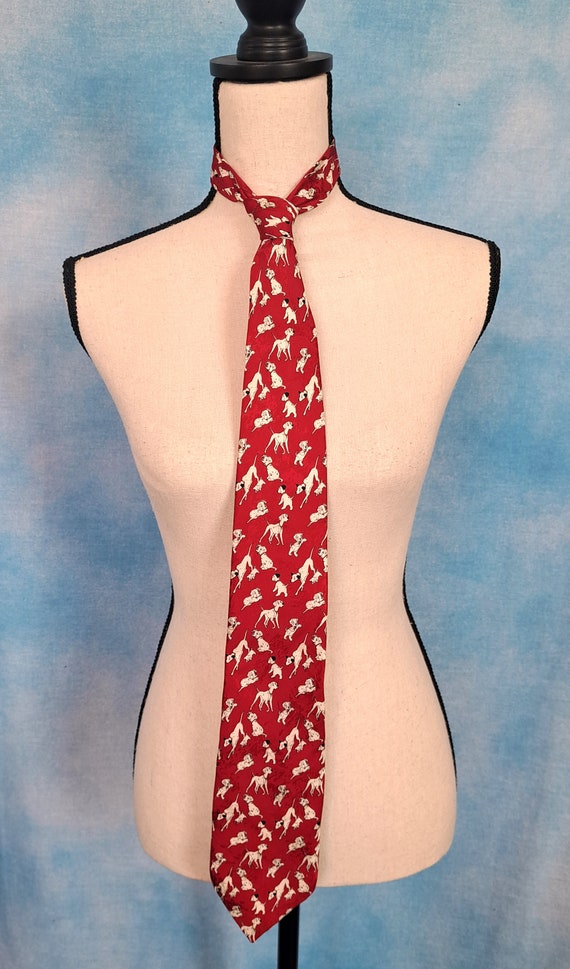 Vintage 90s Red Silk 101 Dalmatians Tie, Made in … - image 8