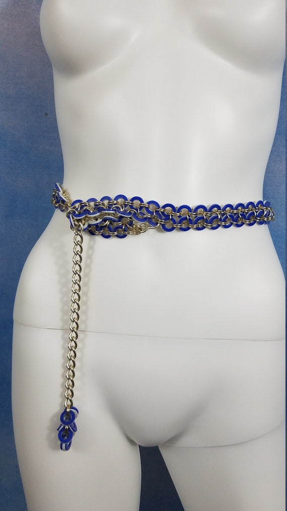 Vintage 60s or 70s Mod Double Sided Blue and White Plastic 