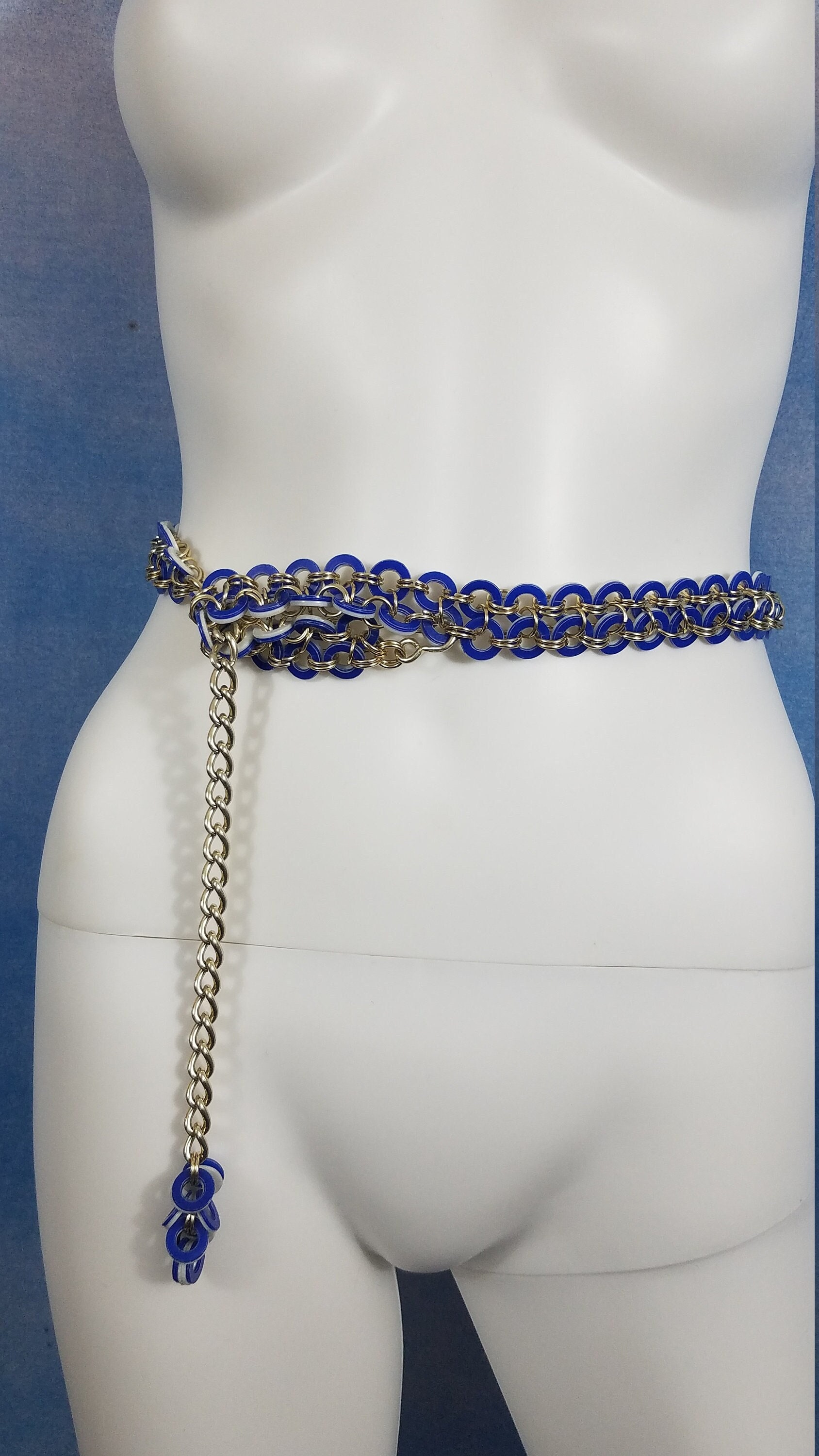 Vintage 60s or 70s Mod Double Sided Blue and White Plastic