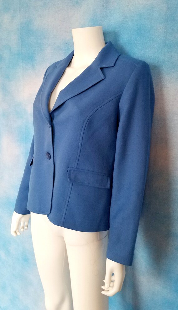 Vintage 90s-Does-70s French Blue Virgin Wool Fitt… - image 5