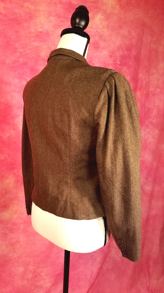 Vintage 80s Cocoa Brown Womens High-Collared Wool… - image 6