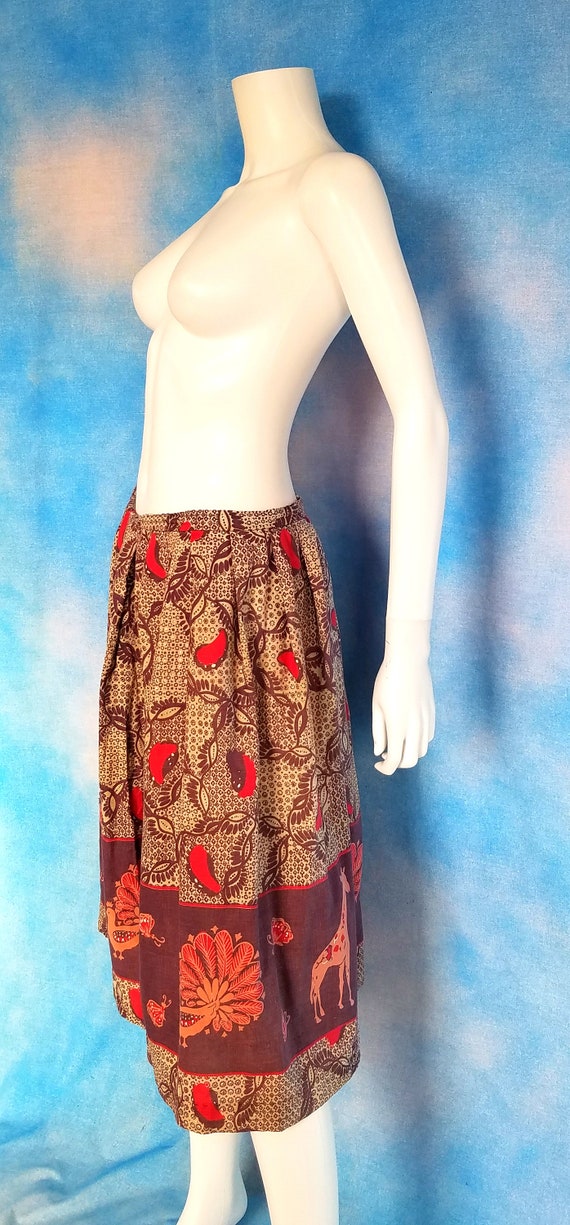 Vintage 70s Cotton Midi Skirt, Batik Like Ornate … - image 10