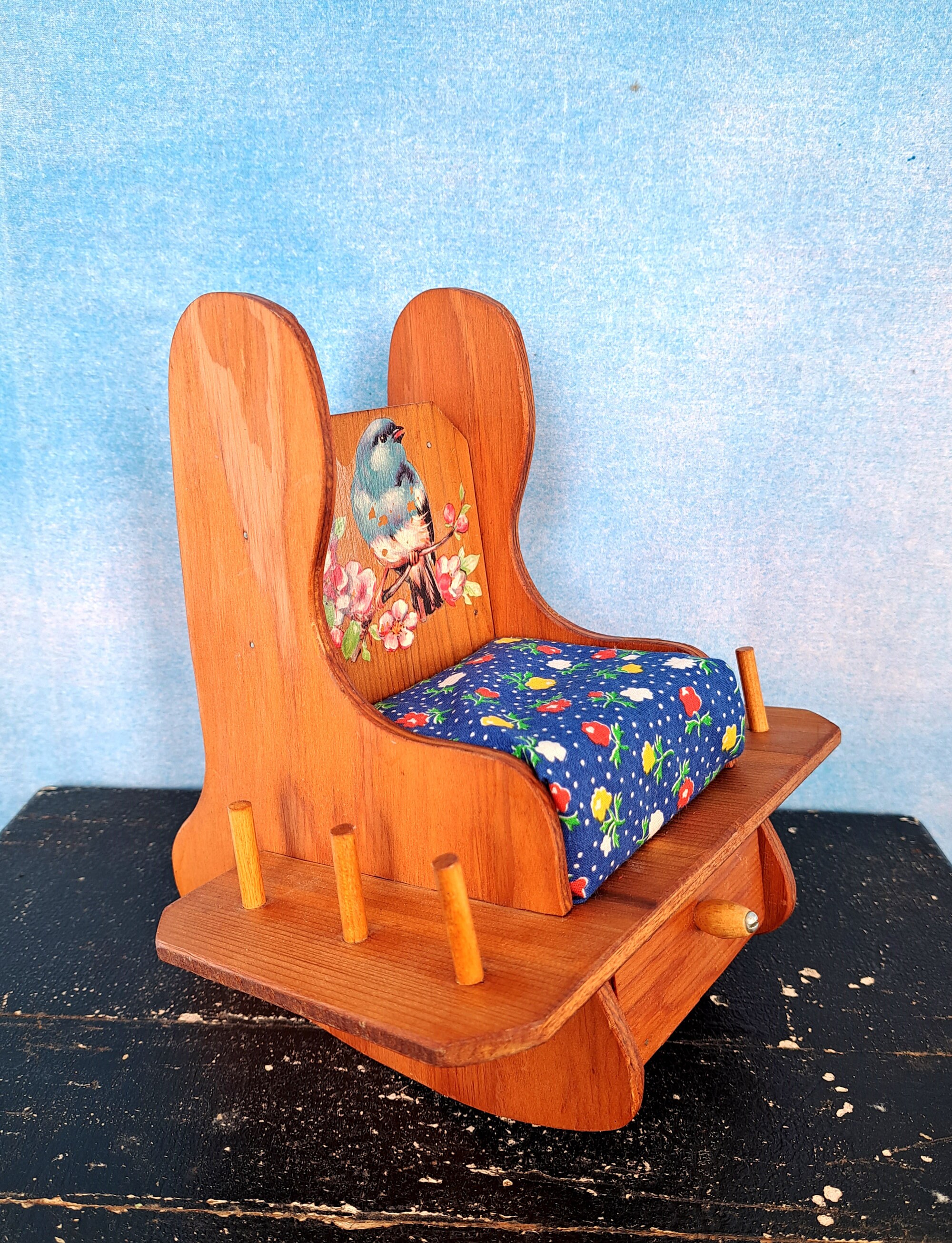 Sale 70’s 国産ヴィンテージ 鋲打ち　スピンドルチェア Antique Spindle Plaform Rocker Rocking Chair, Needle Point