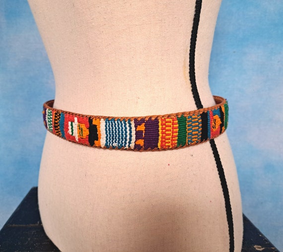 Vintage 80s or 90s Guatemalan Leather and Embroid… - image 9