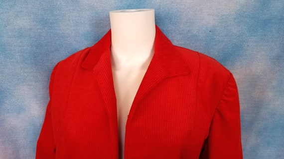 Vintage 70s Hand Made Cherry Red Wide Wale Cordur… - image 3