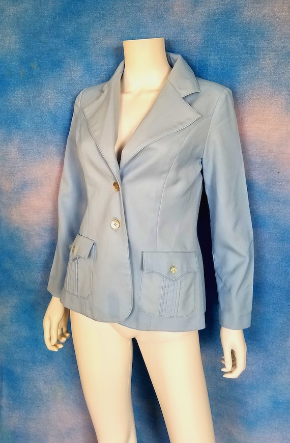 Vintage 60s or 70s Womens Powder Blue Polyester W… - image 1