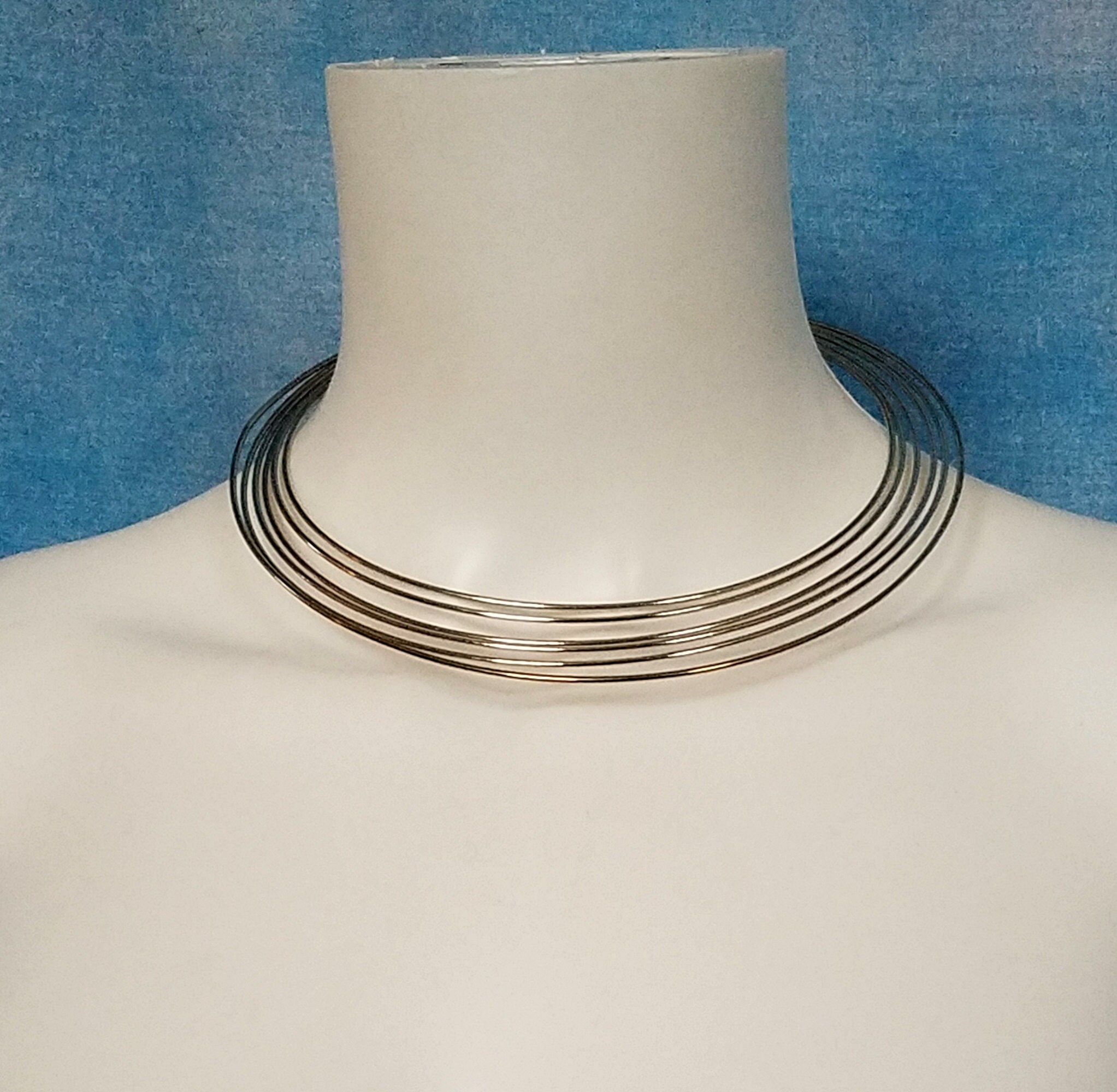 アクセサリー vintage silver925 choker Vintage 80s Structured Post Modern Silver Tone Wire Torque