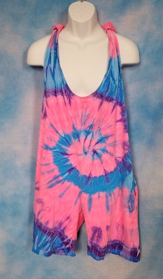 Vintage 80s Neon Pink, Blue and Purple Tie Dyed Co