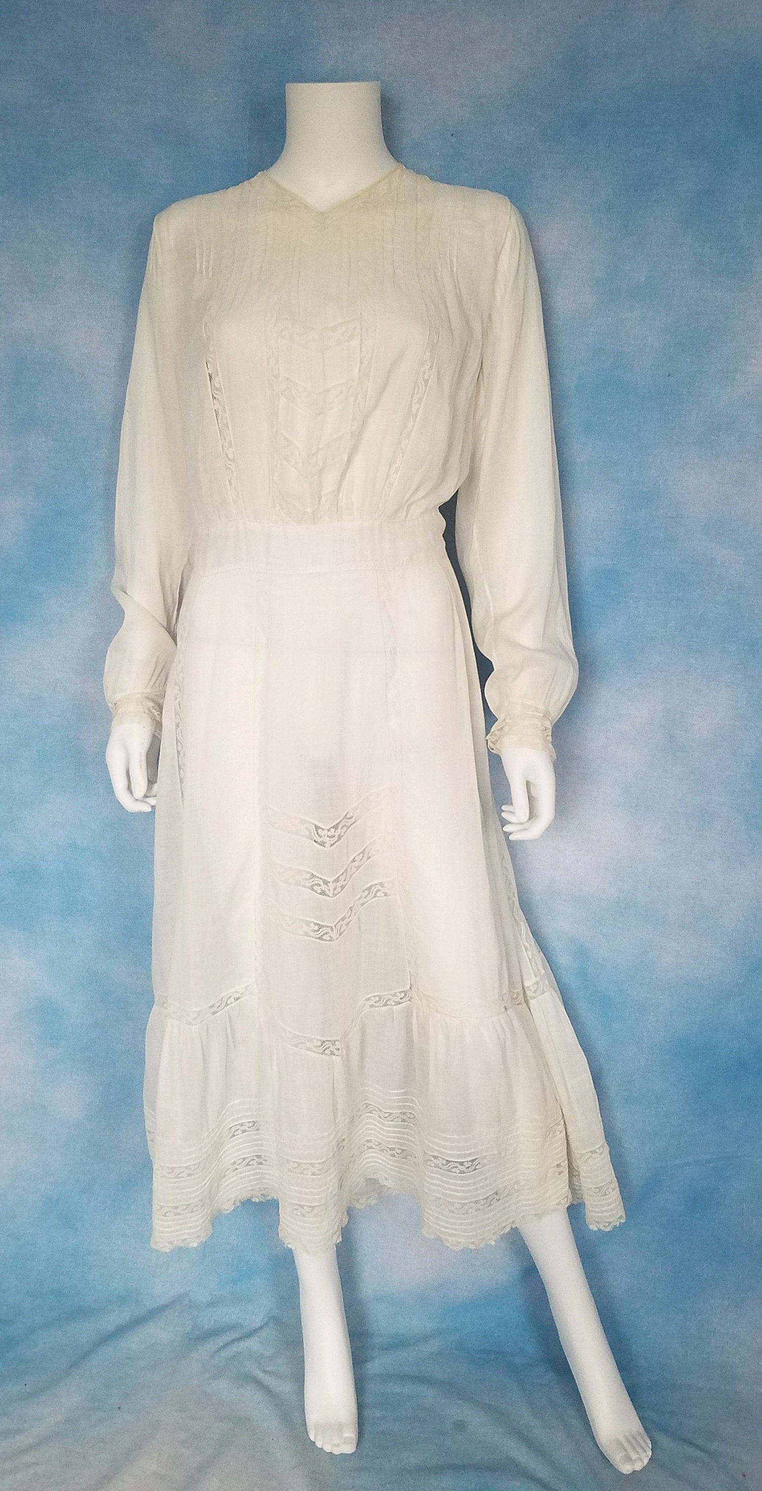 Vintage Antique Edwardian White Cotton Lawn Tea Gown With - Etsy