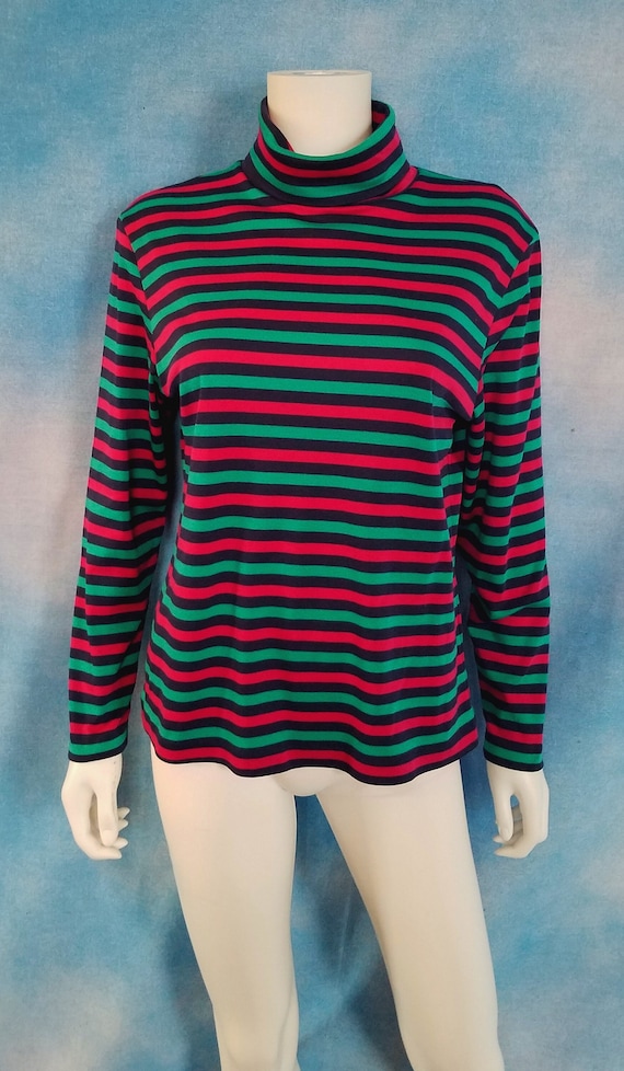 Vintage 90s Stretchy Cotton Blend Jersey Knit Stri
