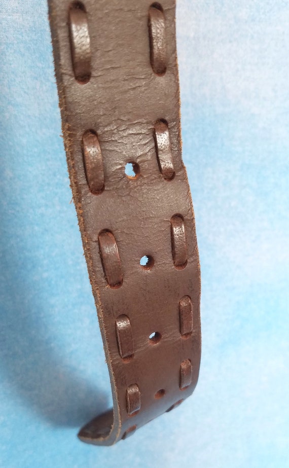 Vintage 90s Dark Brown Leather Stitched Western B… - image 7