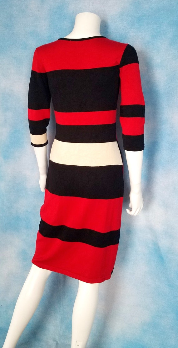 Vintage 90s Knit Bodycon Geometric Color Block Mo… - image 8