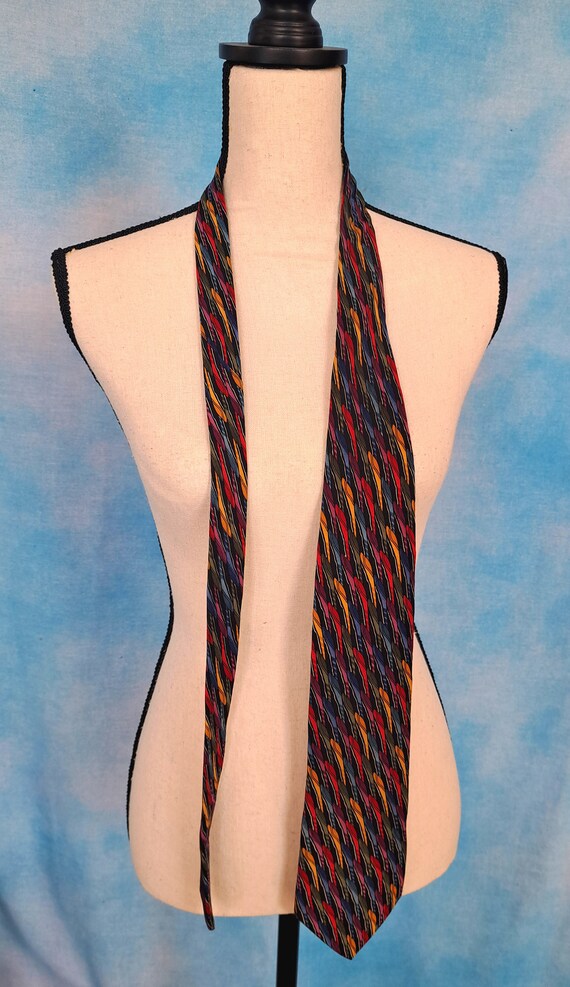 Vintage 90s Colorful Rainbow Silk Tie, Lake Michi… - image 5