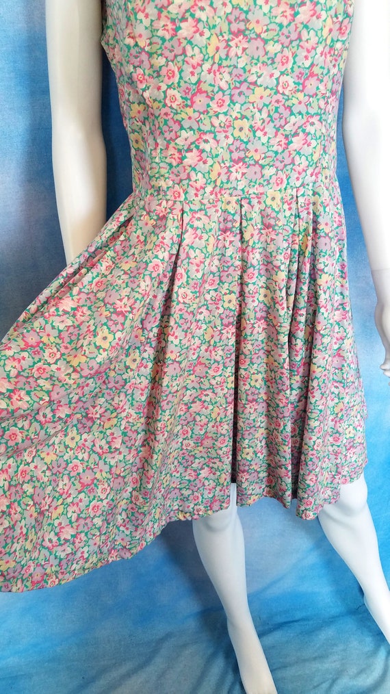 Vintage 80s ALTERED Ditsy Floral Colorful Pastel … - image 6