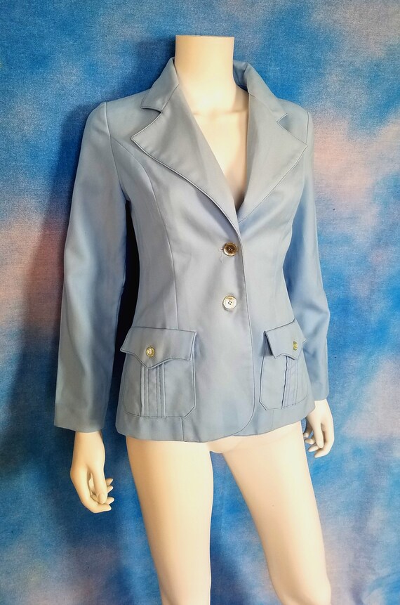 Vintage 60s or 70s Womens Powder Blue Polyester W… - image 2