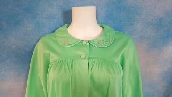 Vintage 60s Mint Green Nylon House Dress Lounge D… - image 6