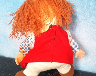 Vintage 70s Small Cloth Bodied Smiling Doll With Plastic