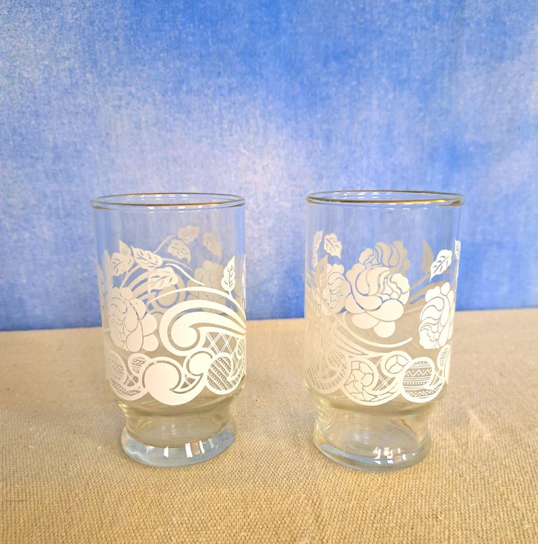 Vintage 70s Pair of 2 Libbey Glass Gold Rimmed Tumblers Drinking ...