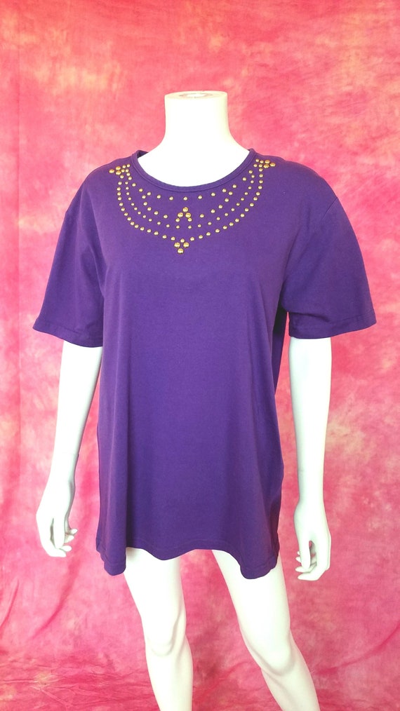 Vintage 90s Royal Purple Cotton Blend T Shirt with