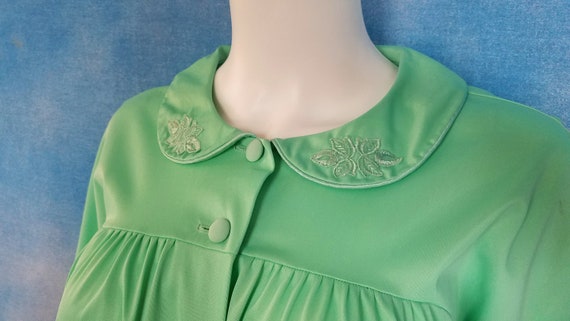 Vintage 60s Mint Green Nylon House Dress Lounge D… - image 4
