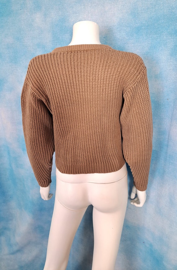 Vintage RARE 80s Taupe Cropped Cotton Heavy Rib K… - image 10