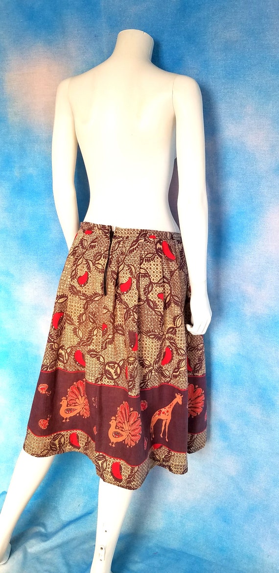 Vintage 70s Cotton Midi Skirt, Batik Like Ornate … - image 8