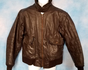 VTG Excelled Size Large Aviators Flight Bomber Leather Brown