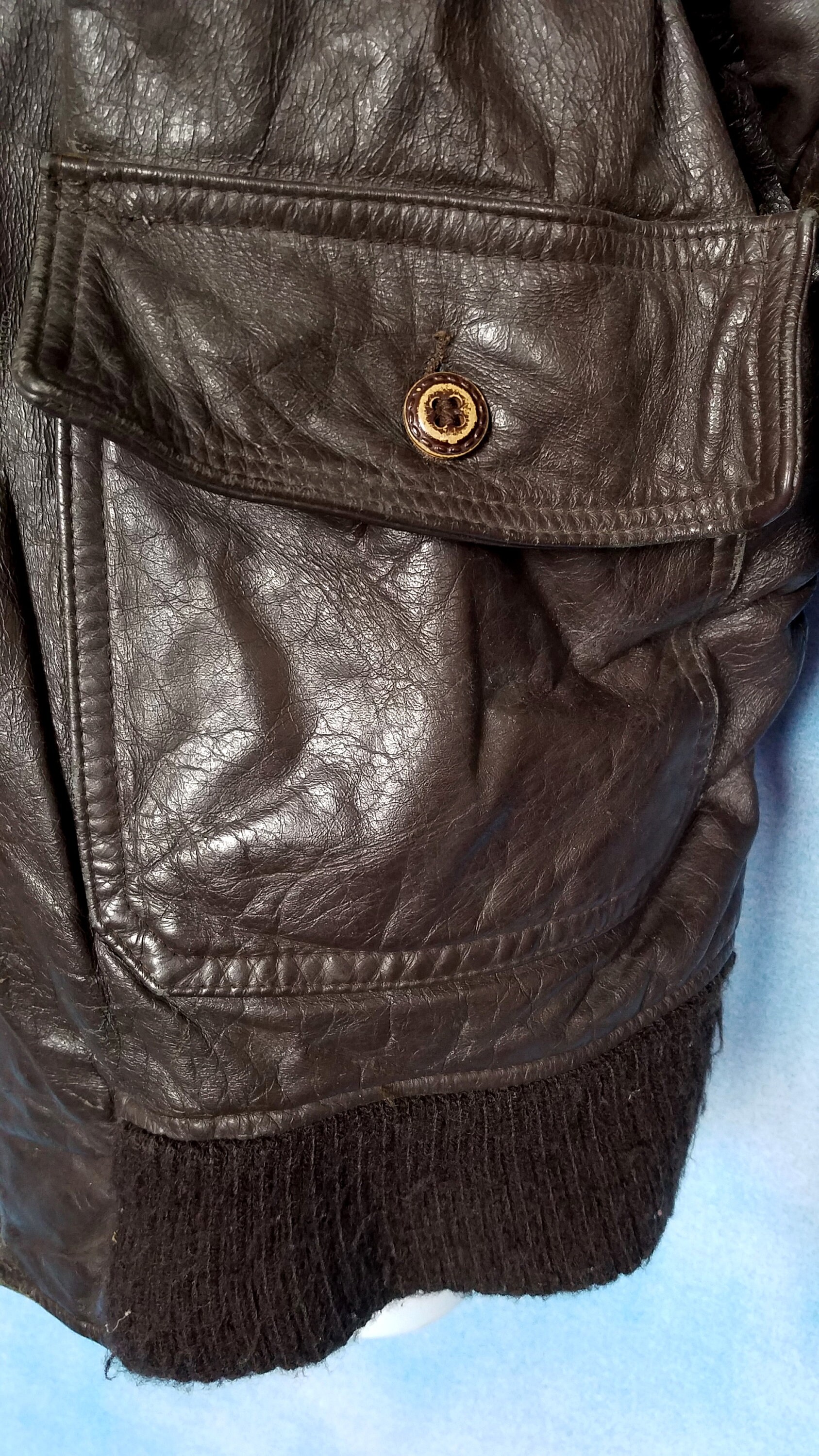 【60s】Vintage leather G1 Jacket SwiftZip 60s US Navy G-1 Flight Jacket, Leather, Vintage, Brown, Size
