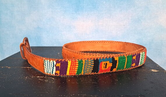 Vintage 80s or 90s Guatemalan Leather and Embroid… - image 10