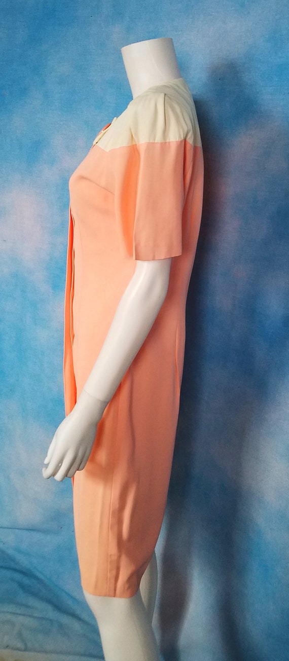 Vintage 80s does 60s Pastel Coral Pink and White … - image 7