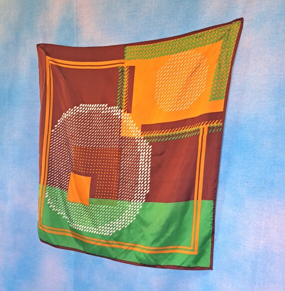 Vintage 70s Large Mod Abstract Geometric Op Art A… - image 2