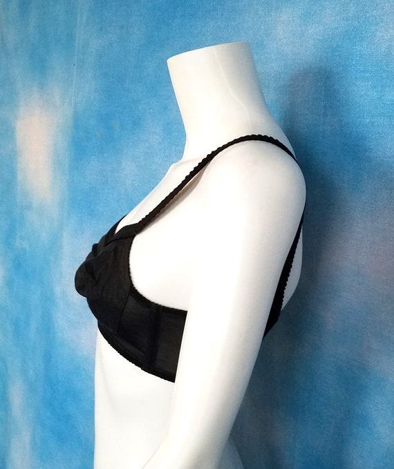 Vintage 60s Black Bullet Bra, Full Coverage, No U… - image 8