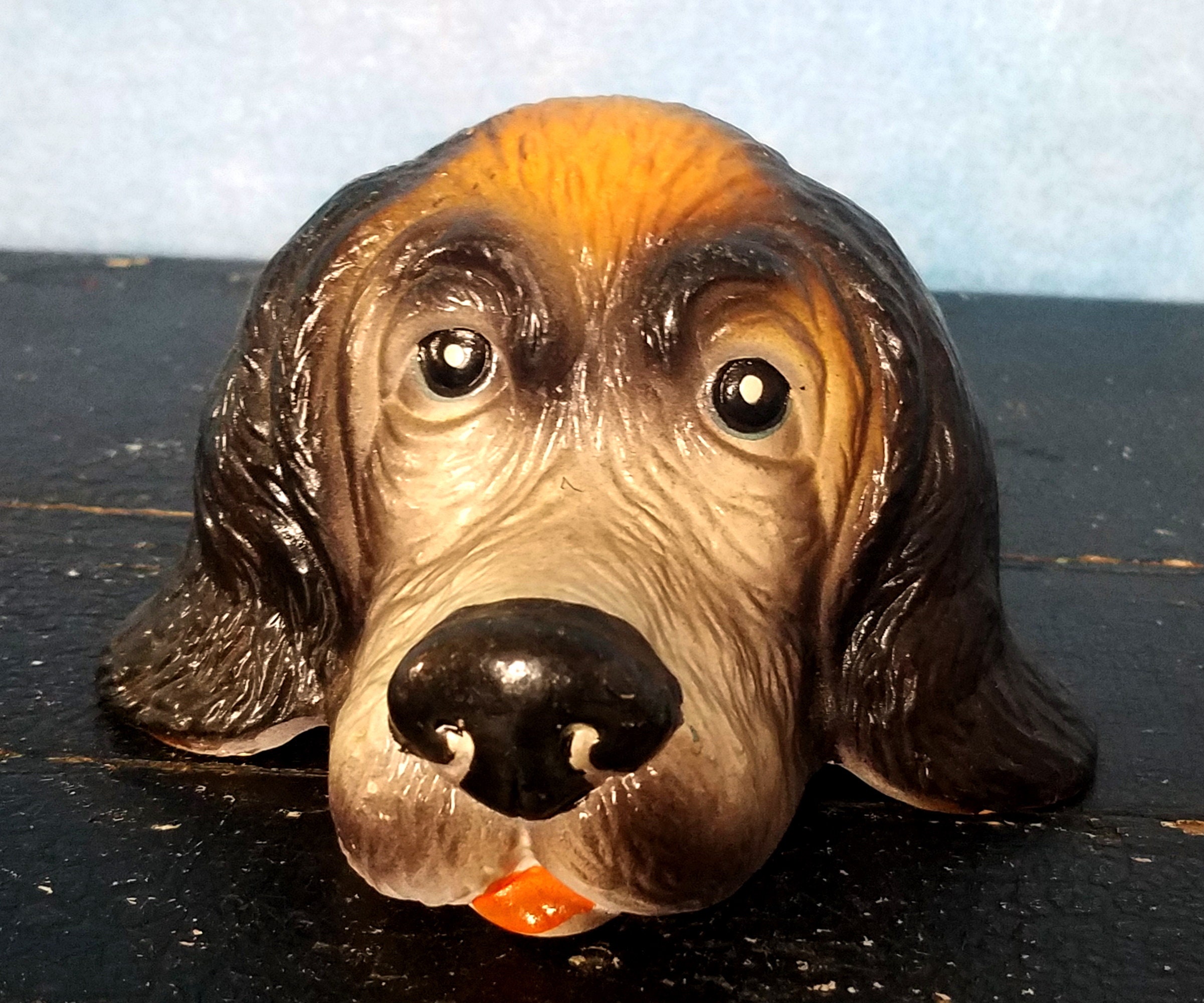 Vintage 3 Ceramic Porcelain Pottery Dog Figurines - White Dog in
