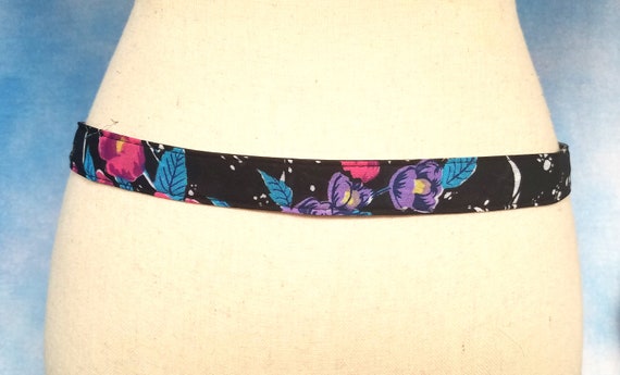 Vintage 80s Black and Jewel Toned Floral Cloth Co… - image 6