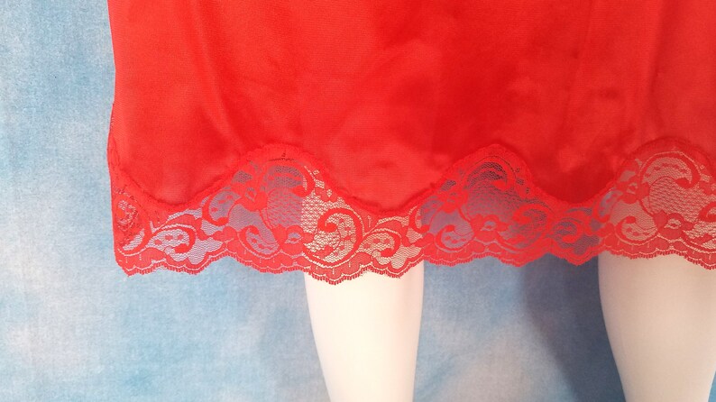 Vintage 70s Candy Apple Red Silky Lacy 2-piece Skirt Slip and - Etsy