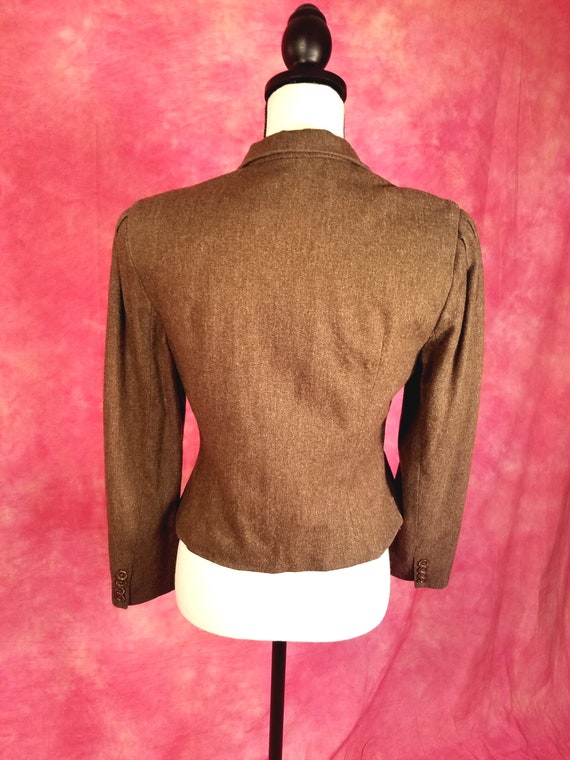 Vintage 80s Cocoa Brown Womens High-Collared Wool… - image 7