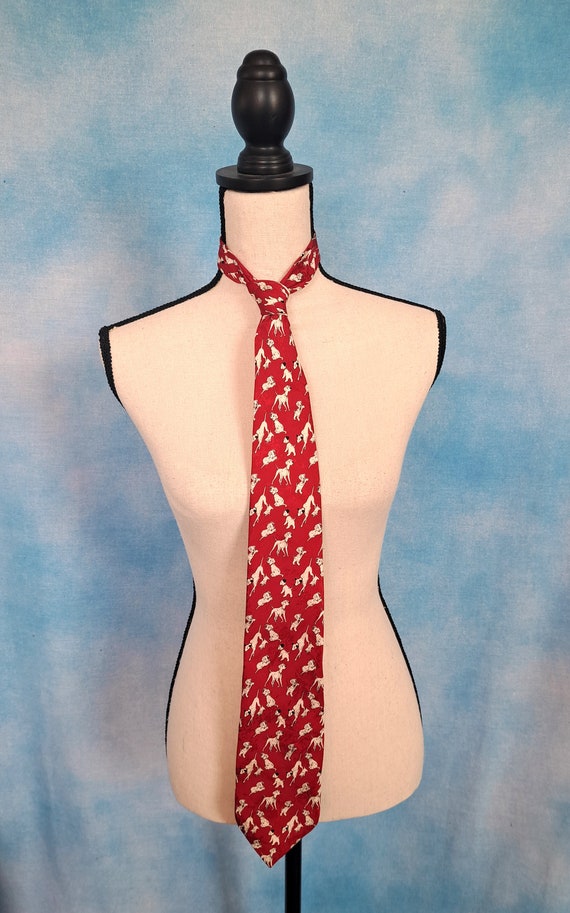 Vintage 90s Red Silk 101 Dalmatians Tie, Made in … - image 2