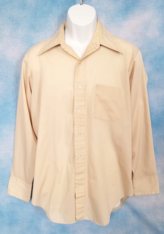 Vintage 70s Mens Caramel Cream Button Down Oxford Shirt With Etsy