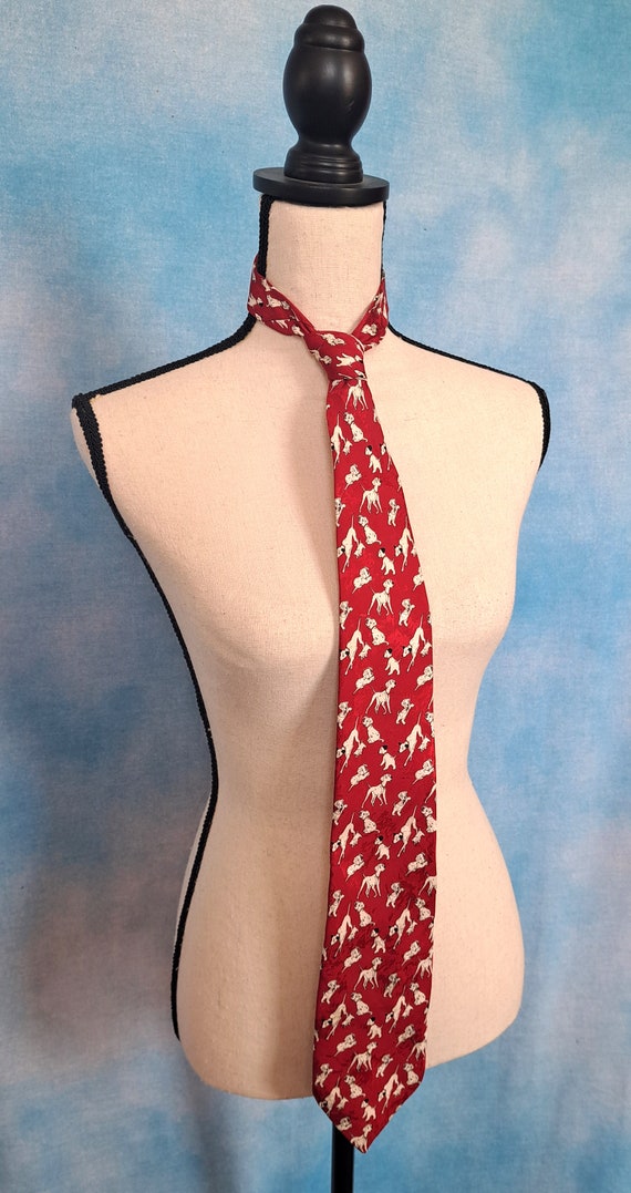 Vintage 90s Red Silk 101 Dalmatians Tie, Made in … - image 5