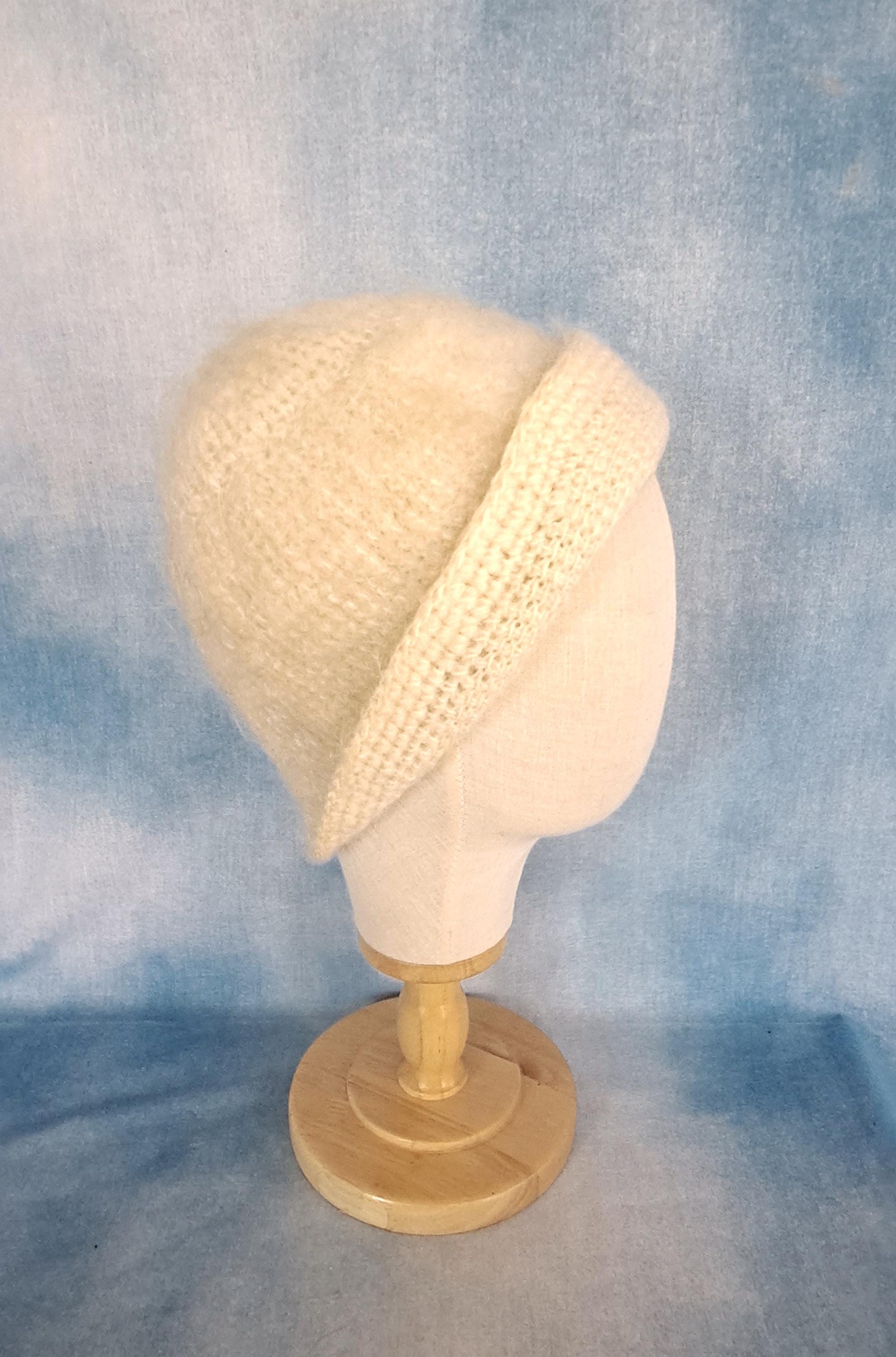 Cloche Ladies Mohair Hat Vintage 1950 EUC Made In Italy Vintage 1960s Italian TOSCANO Ermine Fur Felt Hat - Cream  main image 2