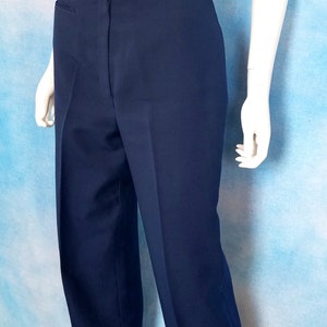 Vintage 70s Womens Navy Blue Pleated Straight Leg High Waisted Trousers/ waist 27, inseam 27.5 image 7