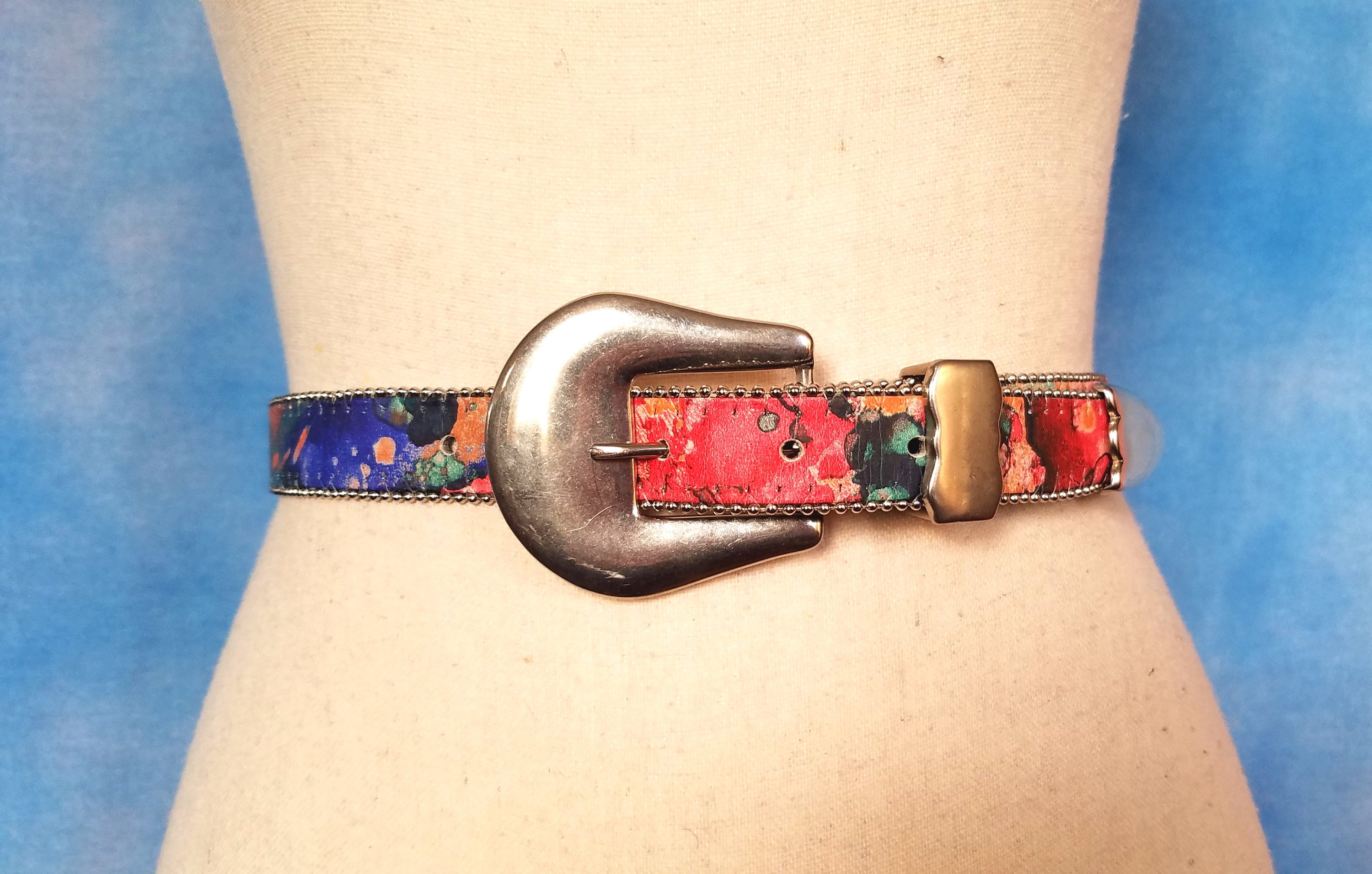 Vintage Multicolor Leather Skinny Belt Bundle Genuine leather belt for man KINGSTON DISCO MUSIC, color  main image 2