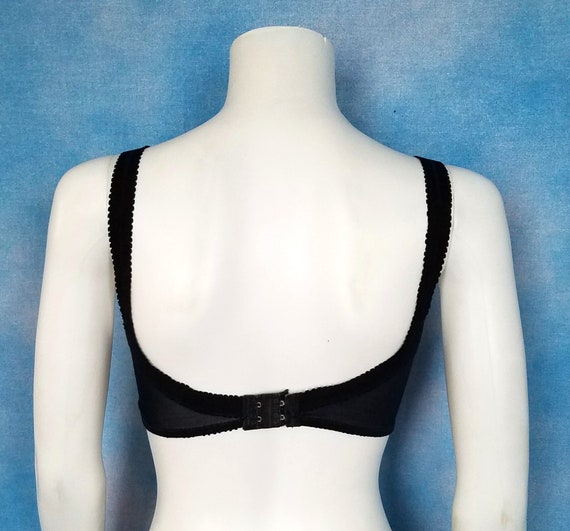 Vintage 60s Black Bullet Bra, Full Coverage, No U… - image 9